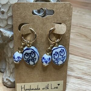 18K Gold Filled Ceramic Earrings